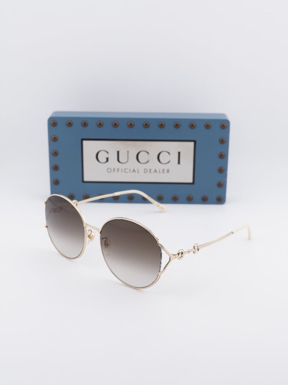 Gucci GG1017SK 003 Round Sunglasses - Gold / Brown